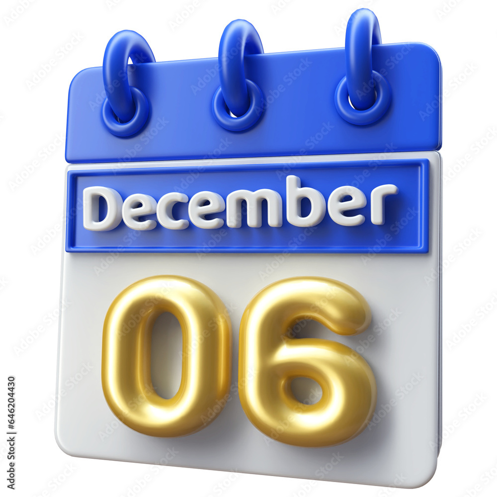 Calendar December 6th - Icon 3d Calendar Calendar December 6th - Icon 3d Calendar