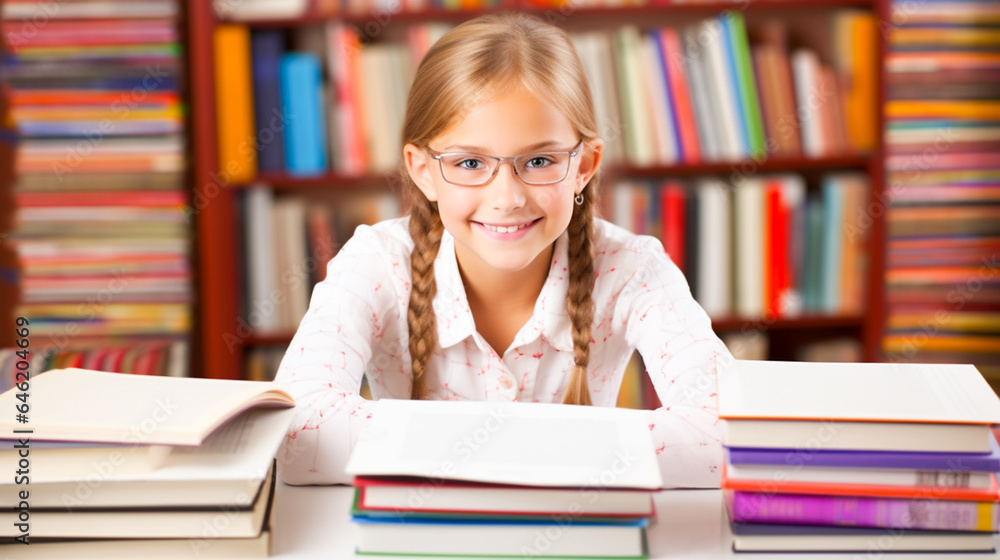 Young student studying with textbooks. Young student studying with textbooks.