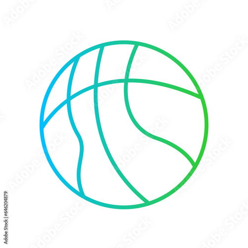 Basket ball sport and fitness icon with blue and green gradient outline style. basket, basketball, ball, sport, equipment, game, competition. Vector illustration