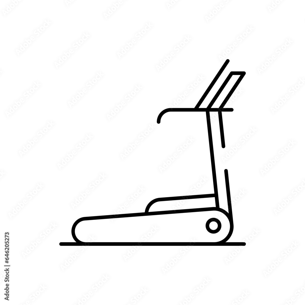 Treadmill sport and fitness icon with black outline. fitness, sport, gym, lifestyle, healthy, treadmill, workout. Vector illustration Treadmill sport and fitness icon with black outline. fitness, sport, gym, lifestyle, healthy, treadmill, workout. Vector illustration