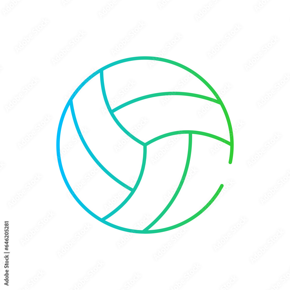 Voleyball sport and fitness icon with blue and green gradient outline. sport, game, ball, team, competition, fitness, healthy. Vector illustration