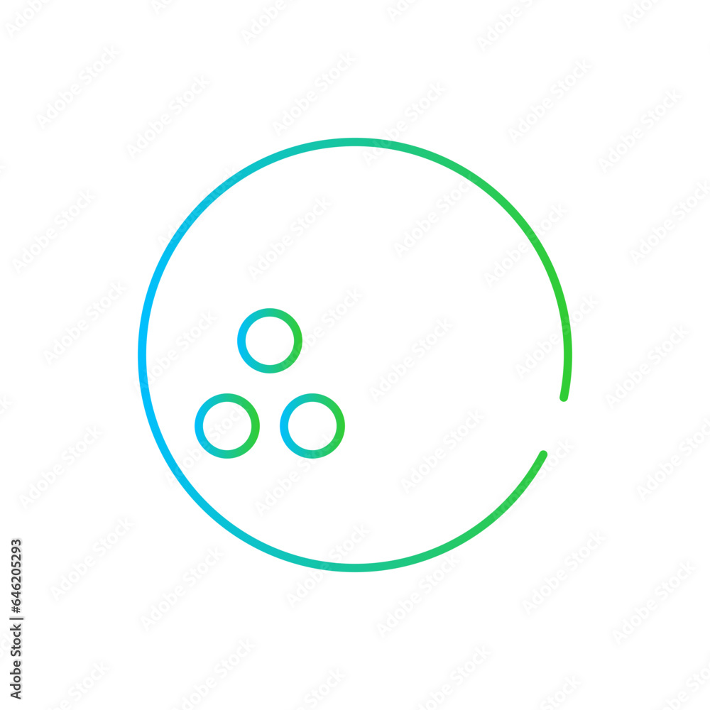 Bowling sport and fitness icon with blue and green gradient outline. ball, game, bowling, sport, competition, strike, leisure. Vector illustration Bowling sport and fitness icon with blue and green gradient outline. ball, game, bowling, sport, competition, strike, leisure. Vector illustration