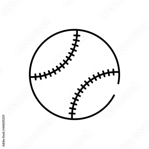 Baseball sport and fitness icon with black outline. baseball, sport, ball, team, league, game, field. Vector illustration