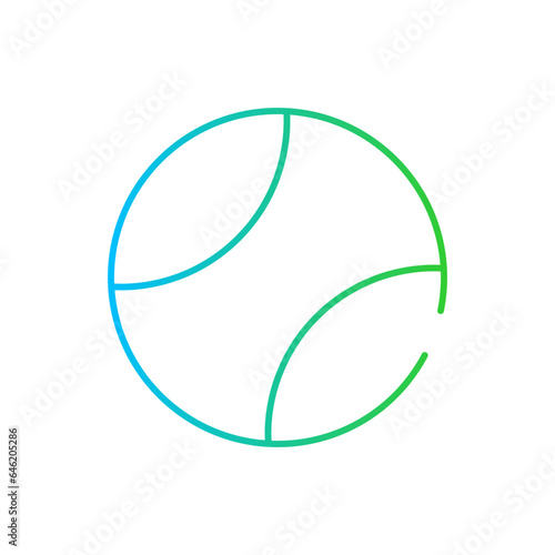 Tennis sport and fitness icon with blue and green gradient outline. ball, competition, play, sport, game, tournament, racket. Vector illustration