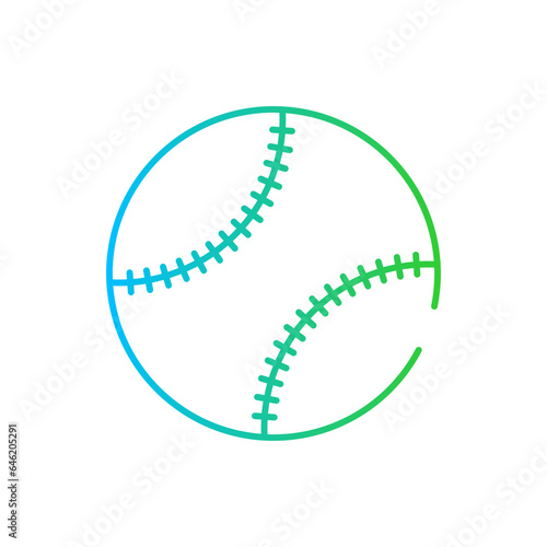 Baseball sport and fitness icon with blue and green gradient outline. baseball, sport, ball, team, league, game, field. Vector illustration