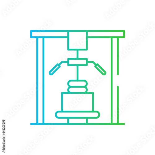 Lat pulldown sport and fitness icon with blue and green gradient outline. sport, fitness, exercise, workout, training, gym, machine. Vector illustration
