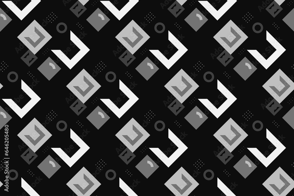 Geometric seamless pattern with black and white color. Simple regular background. Vector illustration