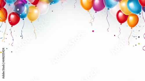 horizontal illustration happy birthday Celebrated with balloons and confetti