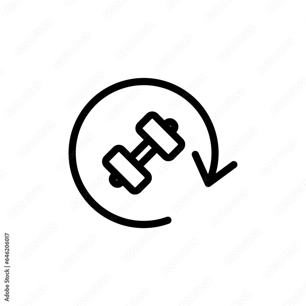 Repeat sport and fitness icon with black outline style. arrow, repeat, symbol, reload, refresh, sign, reset. Vector illustration Repeat sport and fitness icon with black outline style. arrow, repeat, symbol, reload, refresh, sign, reset. Vector illustration