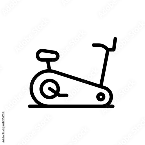 Stationary bike sport and fitness icon with black outline style. gym, stationary, sport, bike, exercise, fitness, bicycle. Vector illustration