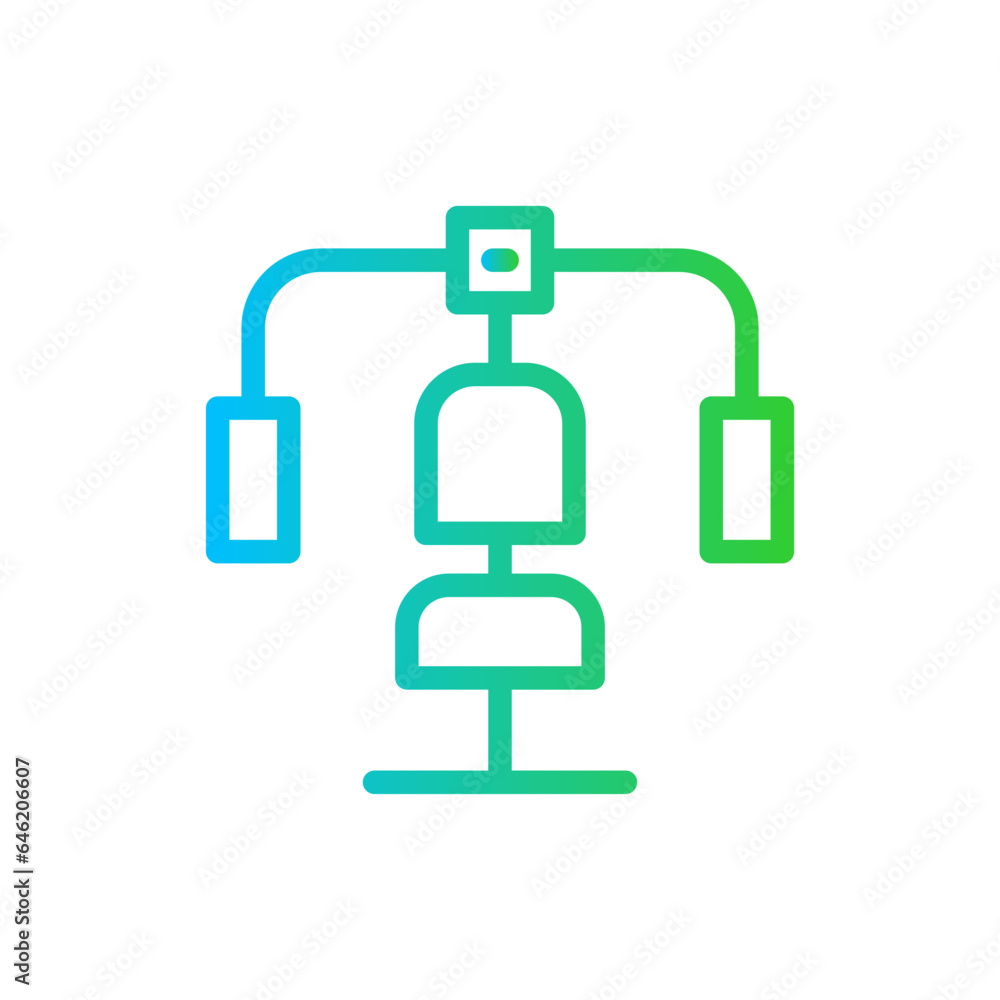 Chest sport and fitness icon with blue and green gradient outline style. chest, line, symbol, isolated, design, sign, treasure. Vector illustration Chest sport and fitness icon with blue and green gradient outline style. chest, line, symbol, isolated, design, sign, treasure. Vector illustration