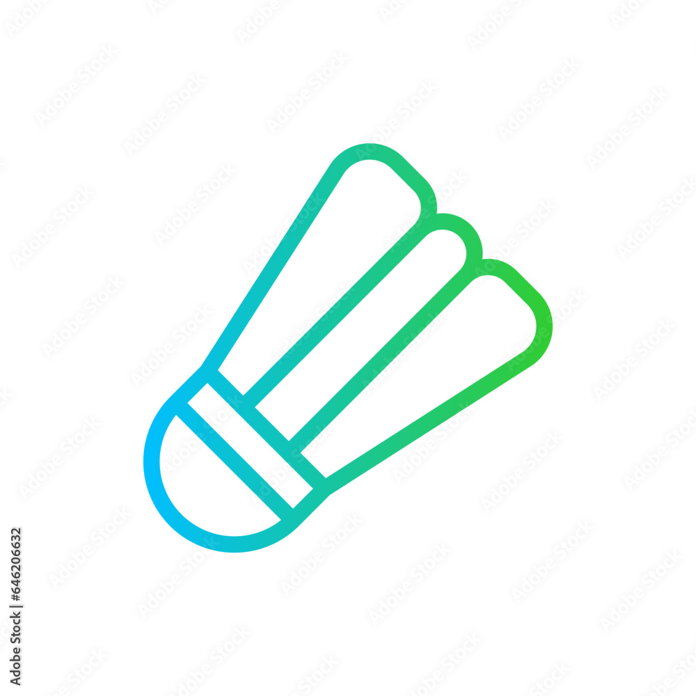 Badminton sport and fitness icon with blue and green gradient outline style. sport, badminton, symbol, game, design, set, ball. Vector illustration Badminton sport and fitness icon with blue and green gradient outline style. sport, badminton, symbol, game, design, set, ball. Vector illustration