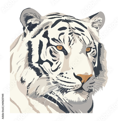White tiger feline icon isolated
