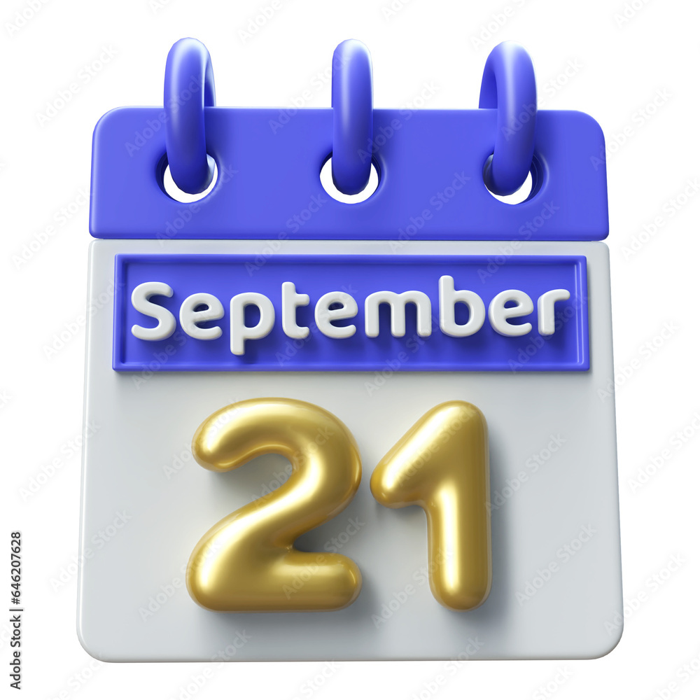 21st September - Icon 3d Calendar of Day 21st September - Icon 3d Calendar of Day