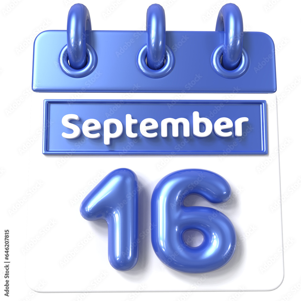 16th September - Icon 3d Calendar of Day 16th September - Icon 3d Calendar of Day