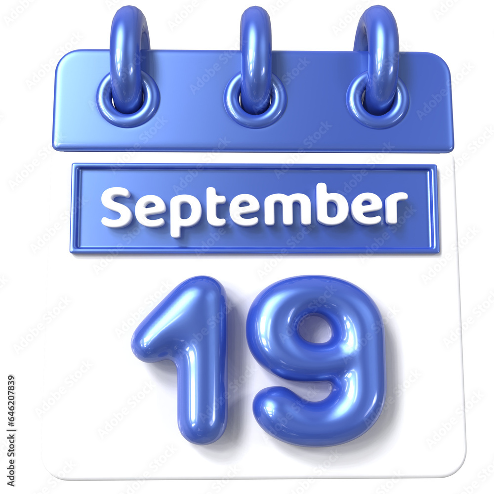 19th September -  Icon 3d Calendar of Day