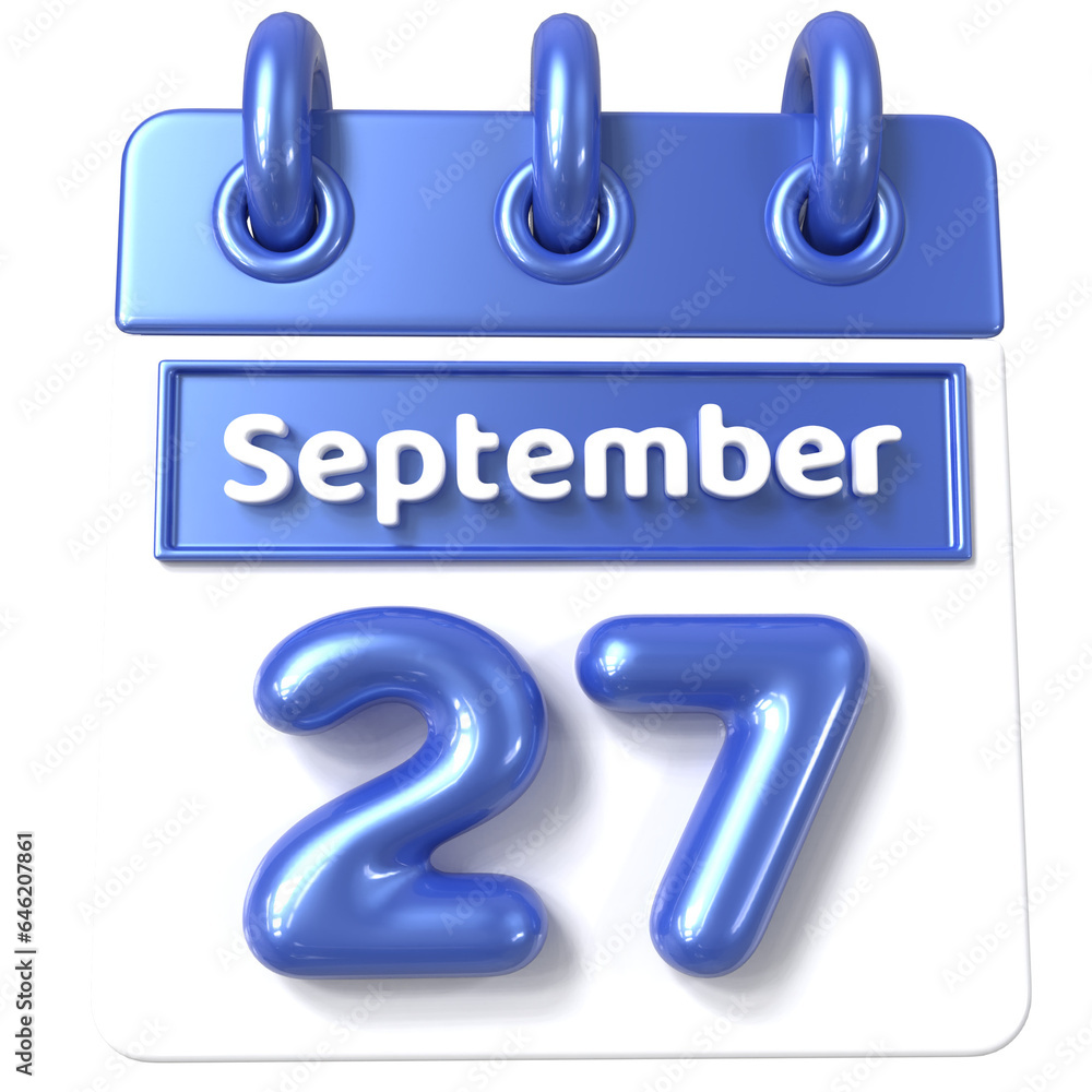 27th September - Icon 3d Calendar of Day 27th September - Icon 3d Calendar of Day