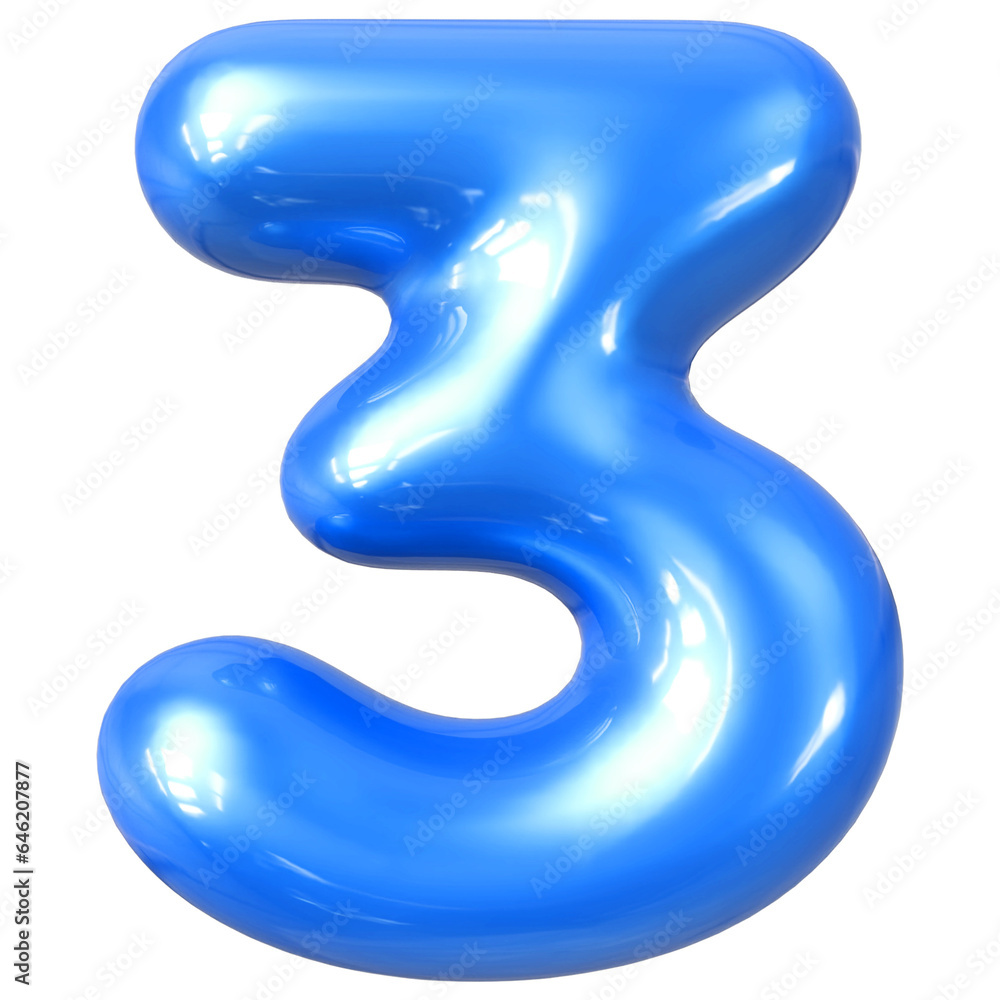 Bubble Blue Number 3