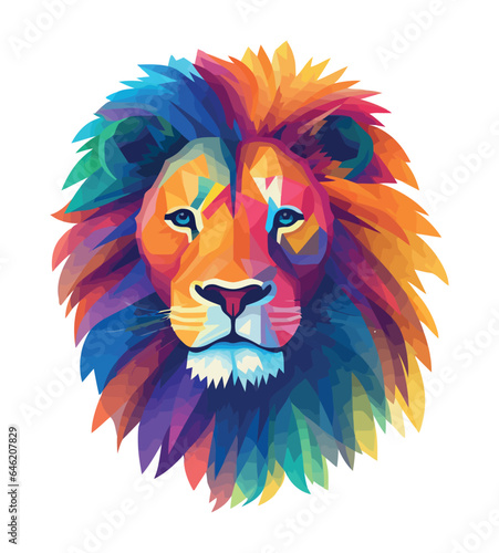 Geometric Head Lion Mane icon isolated photo