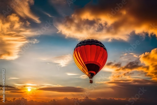 hot air balloon at sunset © qaiser