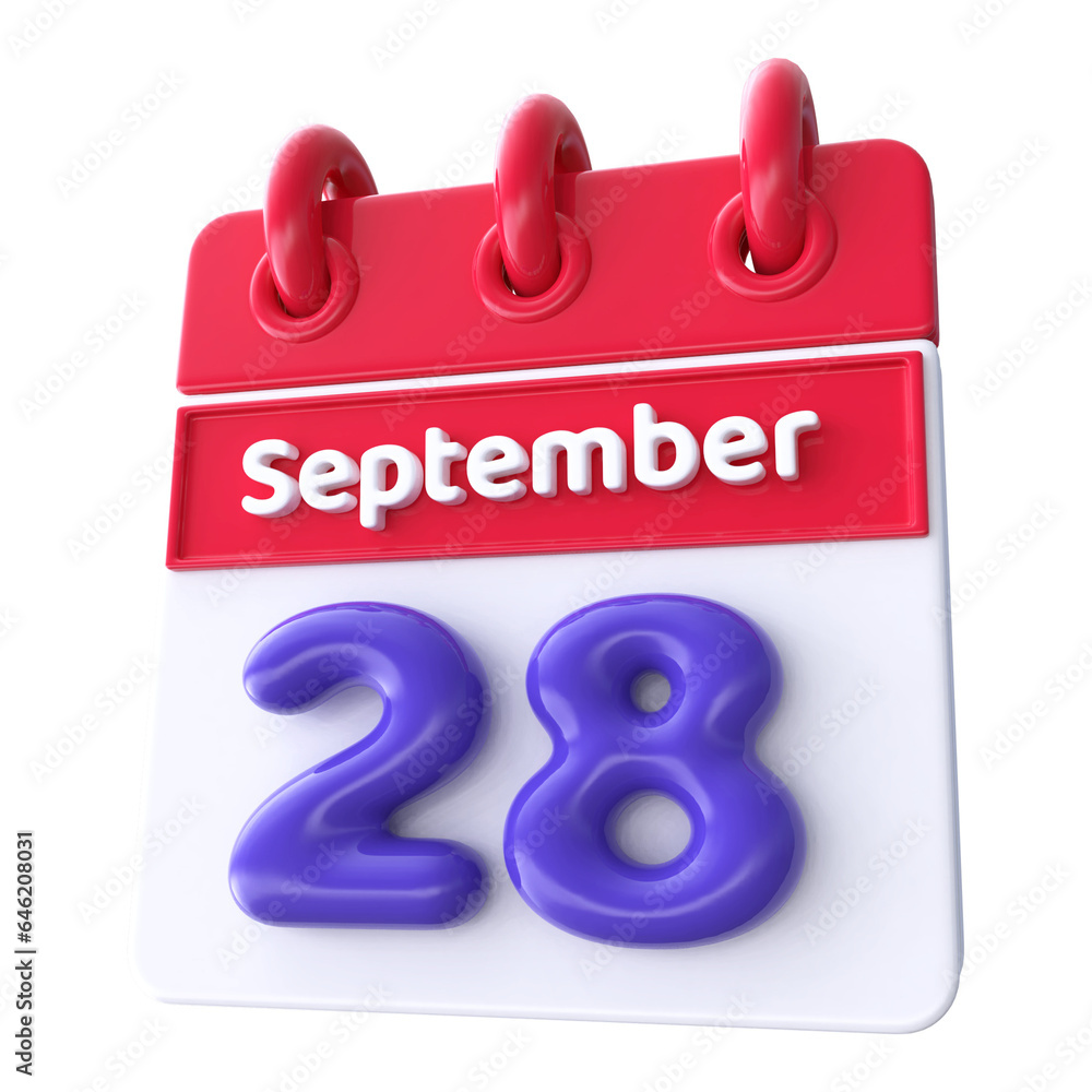 28th September - Icon 3d Calendar of Day 28th September - Icon 3d Calendar of Day