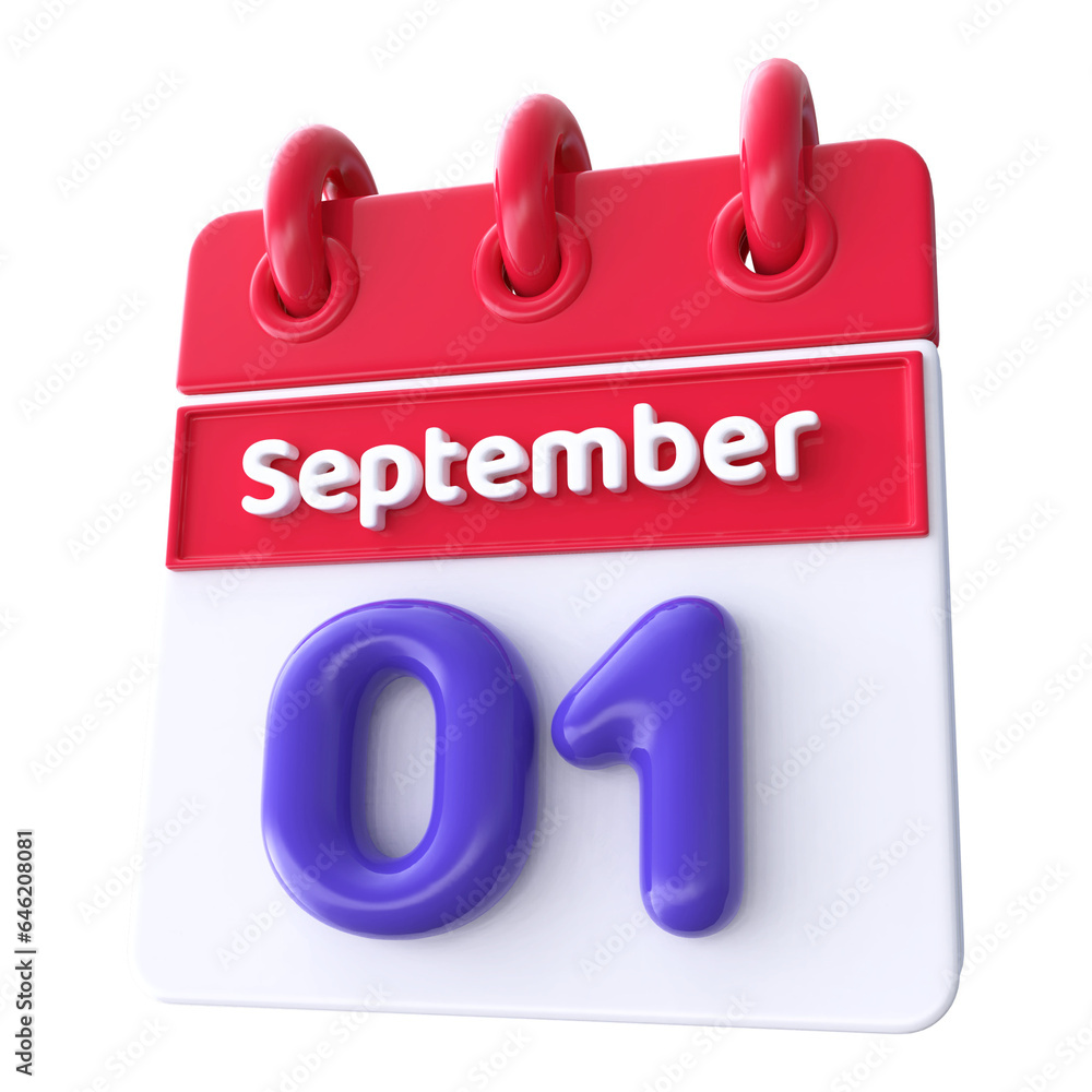 1st September - Icon 3d Calendar of Day 1st September - Icon 3d Calendar of Day