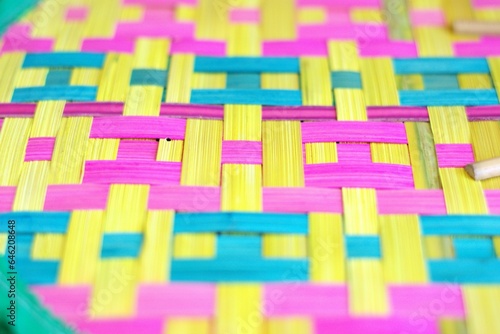 selective focus of abstract colorful background with ethnic pattern 