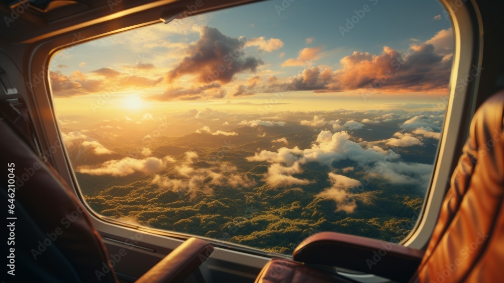 view from the plane, where you can see the wing and engine of the miso, along with a spectacular natural landscape from the clouds and heights view from the plane, where you can see the wing and engine of the miso, along with a spectacular natural landscape from the clouds and heights
