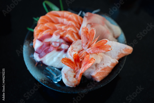 Assorted Japanese sashimi. Close up.
