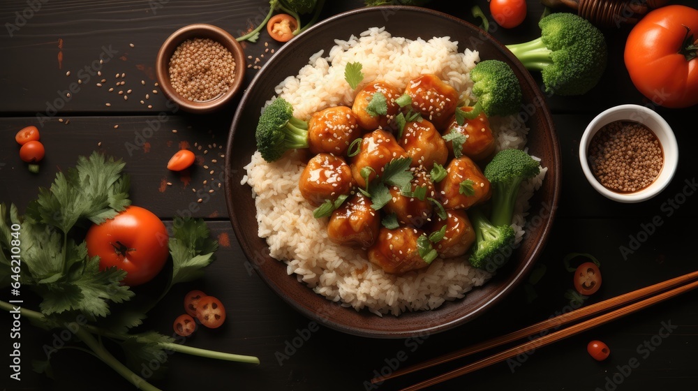 Chinese food background with copy space.