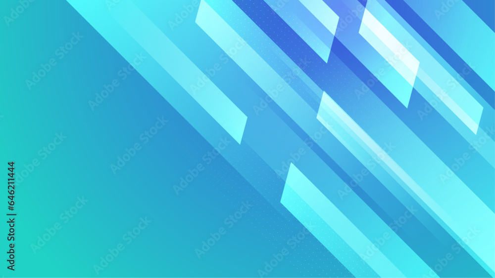 Blue green and white abstract tech background with shapes