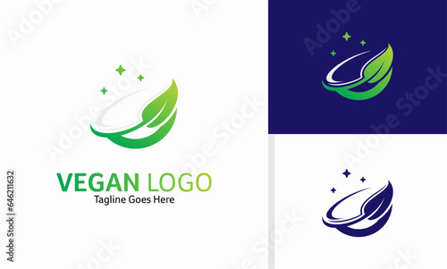 Vector nature vegan icon logo design template