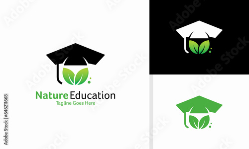 Vector nature education logo design concept, academy logo template