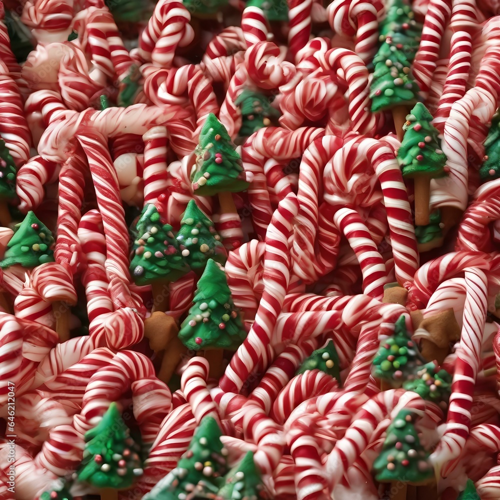 A forest made of candy canes and gumdrops, where gingerbread people roam freely1