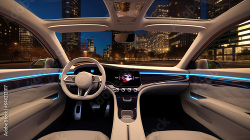 Interior of the Electric car, Alternative energy.