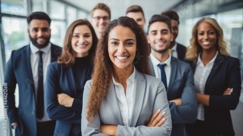 Multiracial diverse business team are smiling in modern office  Business concept.