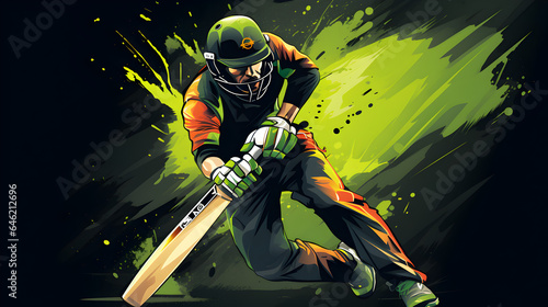 batsman with bat abstract illustration