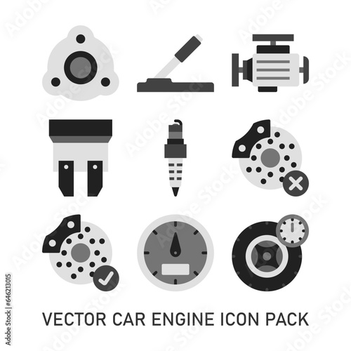 Vector Car Engine Color Icon Pack
