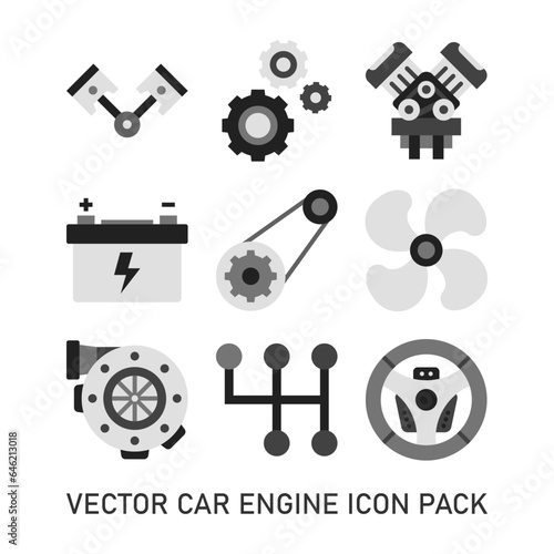Vector Car Engine Color Icon Pack