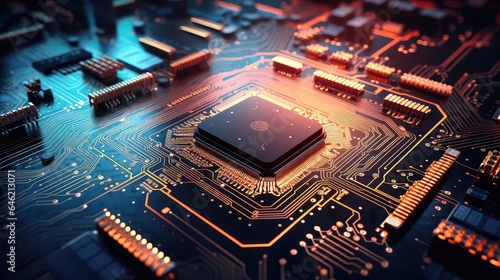 Close-up background of high-tech electronic chips