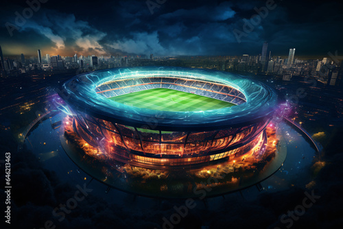 Imaginary Nighttime Football Stadium  A Modeled and Rendered Visualization