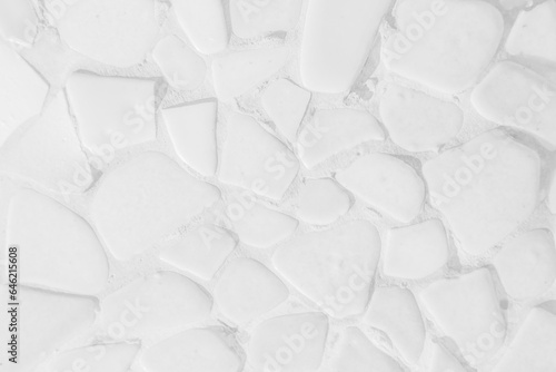 Broken tiles mosaic seamless geometric pattern. White the tile wall high resolution real photo or brick seamless, texture interior modern background. Abstract geometric ornament repeat design.