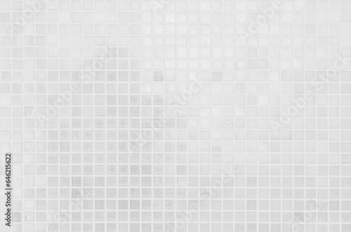 White tile wall chequered background bathroom texture. Ceramic brick wall and floor tiles mosaic background in bathroom and kitchen clean. Design pattern geometric with grid wallpaper decoration.