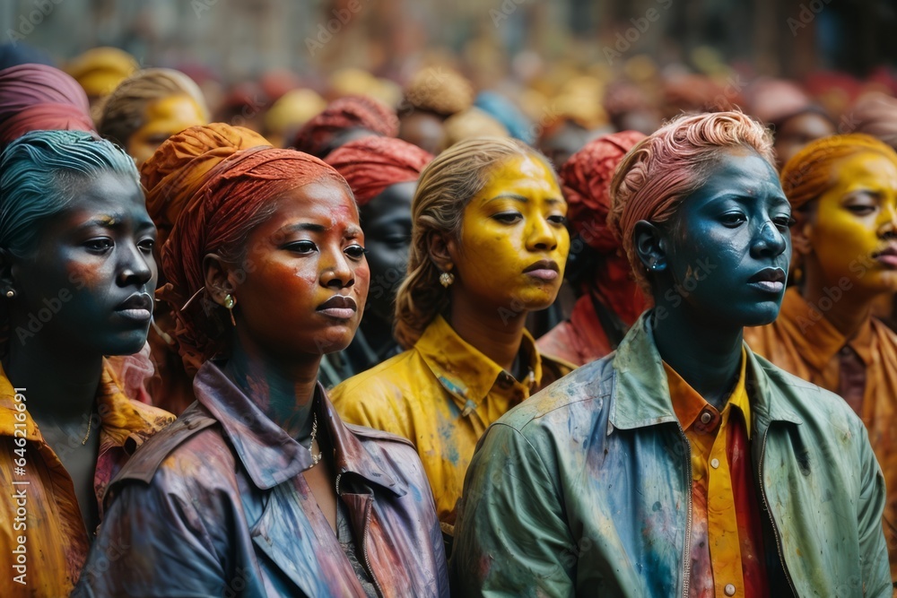 Group of colorfully painted people Group of colorfully painted people