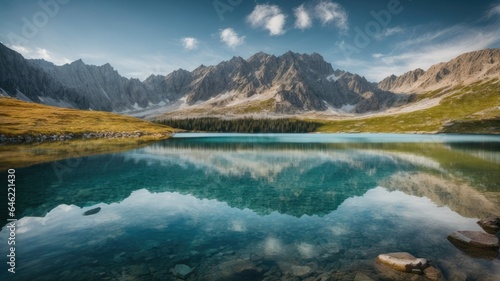 Alpine Lake Desktop Backgrounds, Generative AI