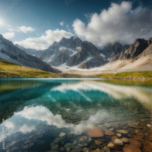 Alpine Lake Nature Backgrounds, Generative AI © Sohel
