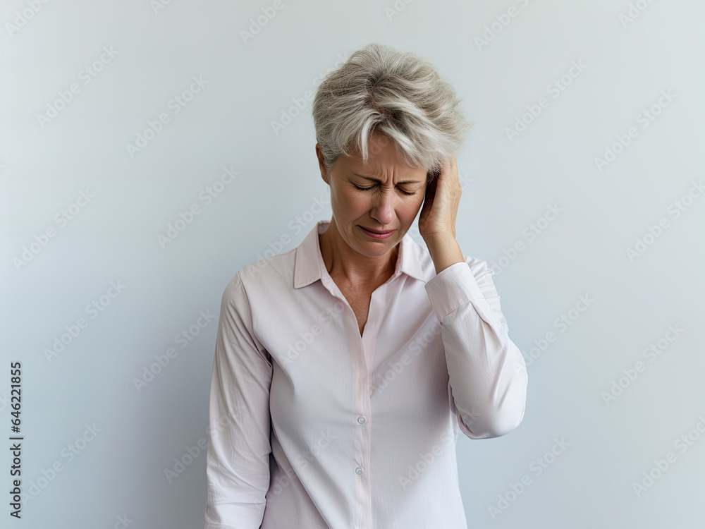 Mature Woman Suffers from Intense Headache Pain Mature Woman Suffers from Intense Headache Pain