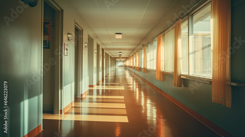 blurry hospital corridor with a luxurious and abstract design.  