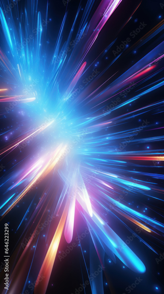 Naklejka premium Flying lights. Pink, blue colors. Abstract background.