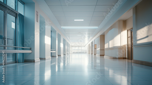 blurry hospital corridor with a luxurious and abstract design.  photo